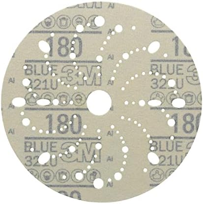 3M Hookit Blue Abrasive Disc, 321U, 36176, 6 in, 180+ Grade, Multi-Hole