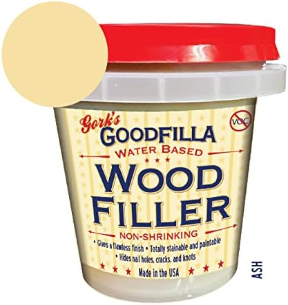 Goodfilla Ash, 8 oz, Wood and Grain Filler, Stainable, Tintable, Sandable, Zero Waste, Non-Toxic, USA Made