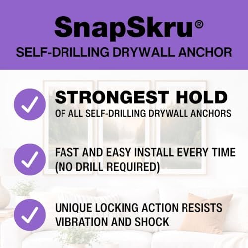 TOGGLER SnapSkru SPM Mini Drywall Anchors, 100 Pack, Screws not Included