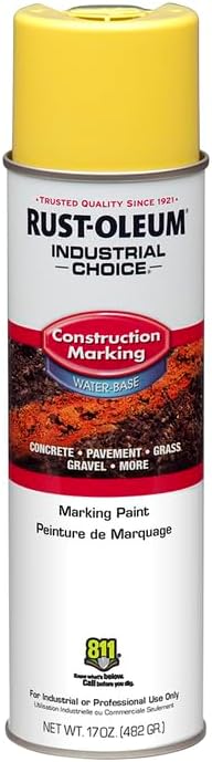 Rust-Oleum 264695-12PK Industrial Choice M1400 System Water-Based Construction Marking Paint, 17 oz, High Visibility Yellow, 12 Pack
