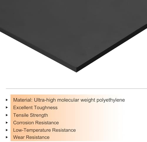 MECCANIXITY UHMW Sheet Ultra High Molecular Weight Polyethylene Sheet, 1/8" Thick Hard HDPE Plastic Sheet Board for Marine Board,DIY Craft, Marine Plywood 12" x 6" Black