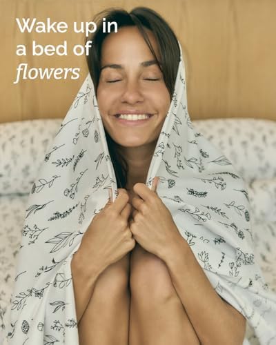 Full 4 Piece Boho Botanical Floral Sheet Set - Soft & Cooling - Plants