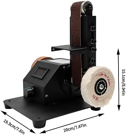 350W Mini Electric Belt Sander, Adjustable Speed Table Top Grinder Polisher w/10 Abrasive Belts, Belt Bench Grinder Polisher for Metal Wood Aluminum, 0-10000rpm