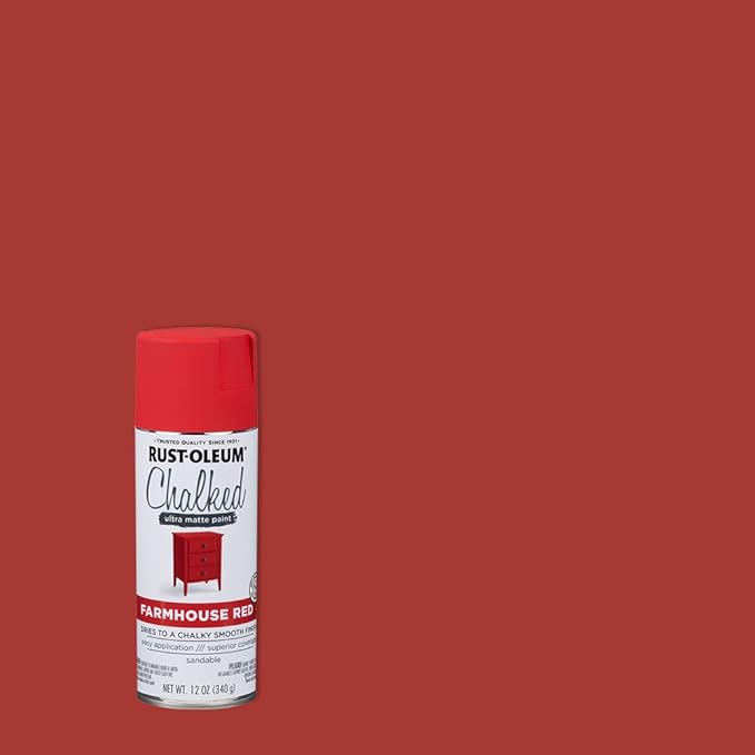 Rust-Oleum Farmhouse Red Chalked All-in-One Ultra Matte Spray Paint | One Coat Coverage | No Primer, Sanding, Or Topcoat Needed | Easy Spray Application | Made in USA | 12 OZ