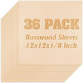 36 Pack Basswood Sheets Plywood Board 1/8 Inch Unfinished Wood,3mm Plywood for Laser Cutting,Boards for Crafts for DIY Plywood Sheets Unfinished Wood Boards for Laser Cutting(12inchx12inch)