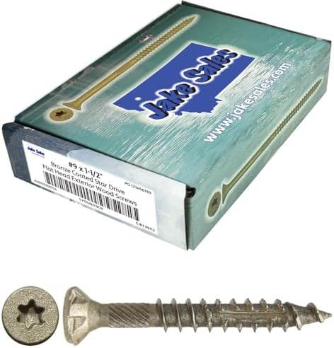 9 x 1-1/2" Bronze Coated Multipurpose Exterior Coated - ACQ Compatible Wood Screw Torx/Star Drive Flat Head 5 POUNDS CASE 6,300 Screws