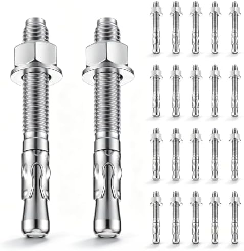 Moxweyeni 20 Pcs 1/2" X 4-1/2" Zinc Plated Wedge Anchors for Concrete