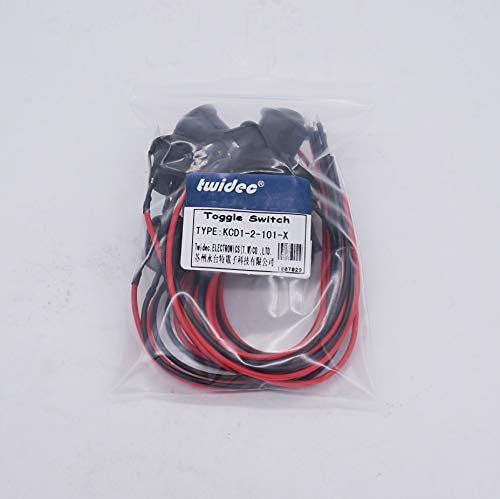 Twidec/10Pcs 12V Round Rocker Switch AC 6A/250V 10A/125V SPST 2 Pin 2 Position On/Off Toggle Switch for Car Boat Automotive RV Black with Pre-soldered Wires KCD1-X-Y