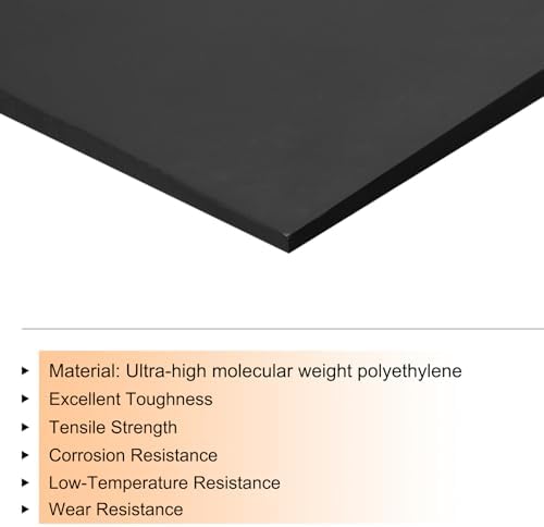MECCANIXITY UHMW Sheet Ultra High Molecular Weight Polyethylene Sheet, 1/16" Thick Hard HDPE Plastic Sheet Board for DIY Craft 12" x 24" Black