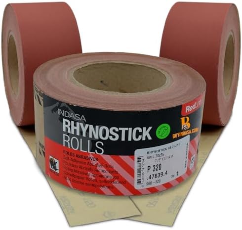 Indasa 2.75" PSA Sandpaper Roll - 27 Yard Rhynostick150-Grit Long Continuous Roll,Self-Adhesive Stickyback Sand Paper for Woodworking, Automotive, Metal (Aluminum Oxide Plus Lubricant)