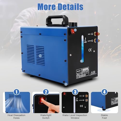 TIG Welder Water Cooler 10L TIG Welder Torch Water Cooler Water Cooled TIG Torch Water Cooling System 370W Welding Machine Water Cooler, 2.1 GPM Water Flow