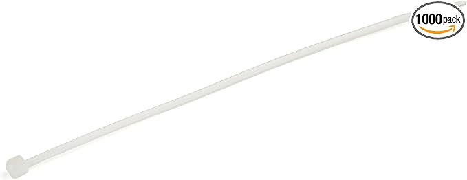 StarTech 1000-Pack 6"(15cm) Cable Ties, UL Listed, White, TAA (CBMZT6NK) | 1/8"(3.6mm) wide, 1-3/8"(39mm) Bundle Diameter, 40lb(18kg) Tensile Strength, Nylon Self Locking Zip Ties with Curved Tip