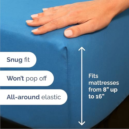 Cal King Size 4 Piece Sheet Set - Breathable & Cooling Sheets - Denim Blue