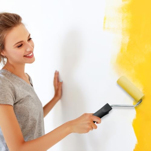 Upgrade Paint Roller Kit, House Painting Tools Set with Paint Tray, Brushes, Scrapers & Extension Pole for Wall Ceiling (Set-C)