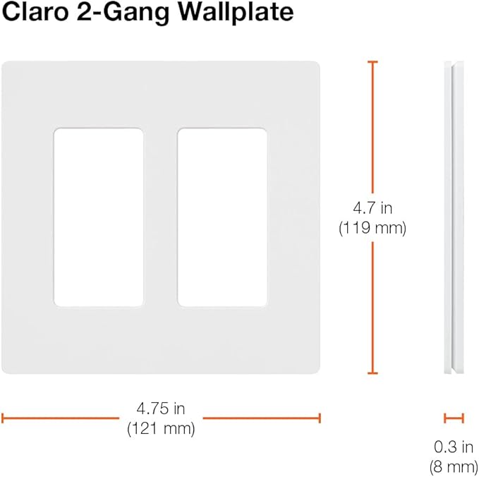 Lutron Claro 2 Gang Decorator/Rocker Wallplate, Gloss, Ivory (1-Pack) | CW-2-IV (Pack of 2)