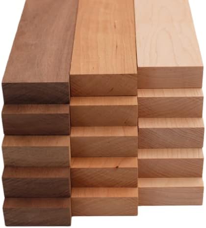 Barrington Hardwoods Domestic Variety Pack 5 Walnut, 5 Maple and 5 Cherry Boards - 3/4" x 2" (15Pcs) (3/4" x 2" x 18")
