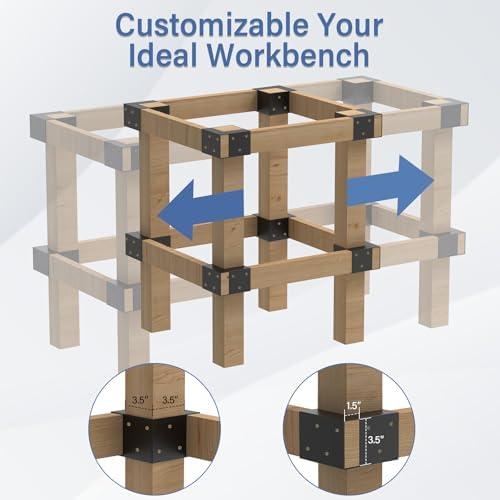 Workbench Bracket Kit 8PCS, Heavy Duty 3-Way Brackets