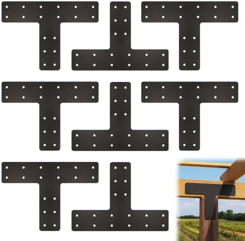 8 Pack T Post Timber Frame Brackets, 14"x10" T Flat Mending Plate