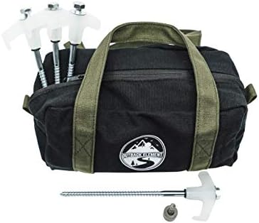 Outback Element® - 15 Tent Stakes Heavy Duty with Glow in the Dark Heads + Bonus Canvas Carry Pouch and Hex Drill Bit