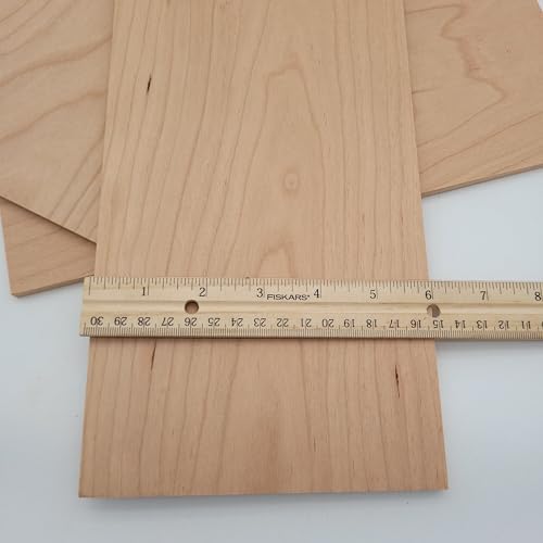Cherry Wood 4 Pack Hardwood Project Board Blanks, 12 x 6 x 1/4 inches, Unfinished Lumber Planks for DIY Crafts, Carving, Laser Engraving or Scroll Saw - Thin Wood