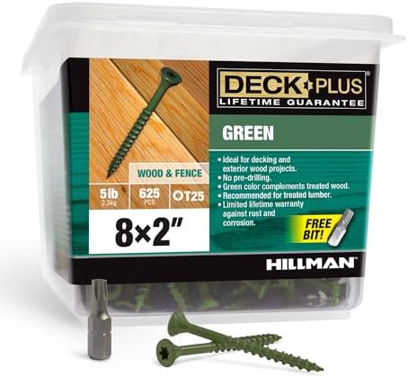 Deck Plus Exterior Wood Screws, #8 x 2in, 625 Pack, Green
