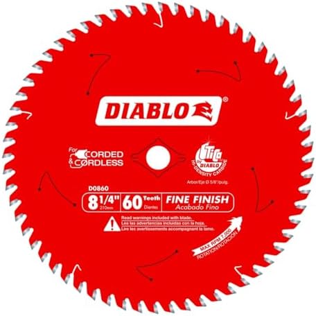 Diablo Fine Finish Saw Blade - 8-1/4 in Diameter, 60 ATB Teeth