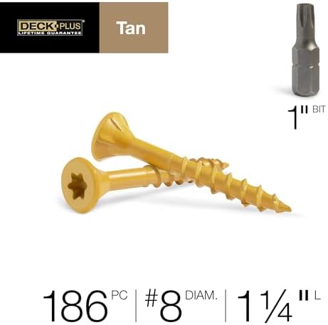 Deck Plus Torx Deck Screws, #8 x 1-1/4in, 372 Pack, Tan