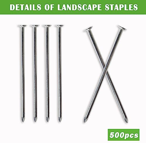 SUNTURF 500 Pack 5 Inch Plastic Edging Nails Artificial Turf Stakes Galvanized Metal Spiral Landscape Spikes for Fake Landscaping Grass, Paver Edging, Weed Barrier, Artificial Turf