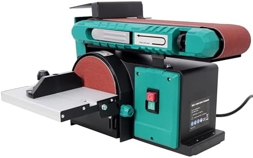【LuckyNote】Benchtop Belt and Disc Sander,120V/60Hz,4x36 in. Belt & 6 in. Disc Sander, Green color