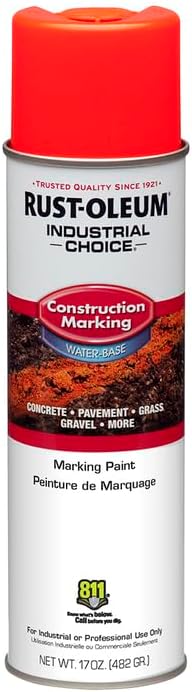 Rust-Oleum 264699-12PK Industrial Choice M1400 System Water-Based Construction Marking Paint, 17 oz, Fluorescent Red-Orange, 12 Pack