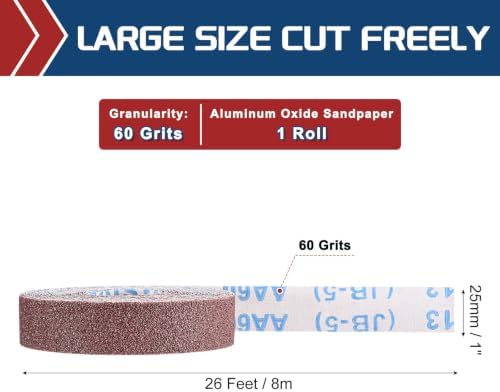 Sandpaper Roll 1Inch 25FT 60Grit Aluminum Oxide Emery Cloth Roll