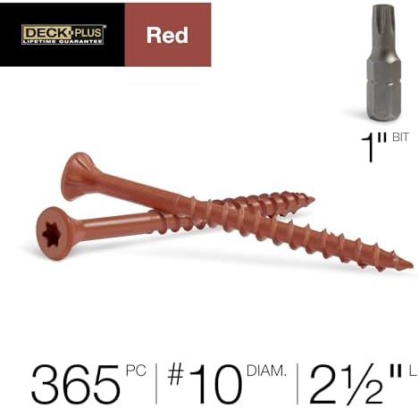 Deck Plus Deck Screws, #10 x 2-1/2in, 365 Pack, Red