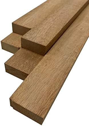 5 Pieces African Mahogany Kiln Dried Hardwood Lumber Boards | 3/4" x 2" x 24" for Woodworking, Furniture Making, Cabinetry, Carving & DIY Projects | Exotic Wood Zone