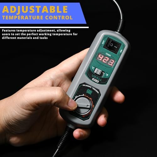 YIHUA 938D Mini Tweezers, 110V Hot Tweezers Soldering SMT for Soldering Desoldering, Portable Soldering Iron Station Kit, LED Display, Auto-off Function, ℃ / ℉