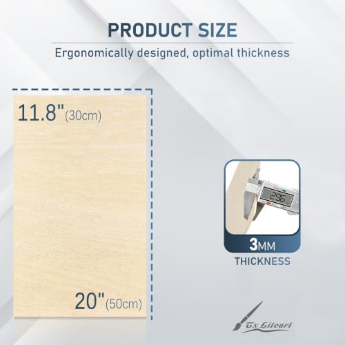 Baltic Birch Plywood - 1/8 Inch Thickness - 11.8" x 11.8" Wood Sheets for Laser Cutting, CNC Cutting and Crafts (20, 11.8 X 20)