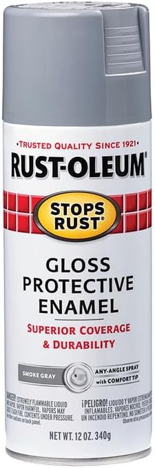 Rust-Oleum 7786830 Stops Rust Spray Paint, 12 oz, Gloss Smoke Gray