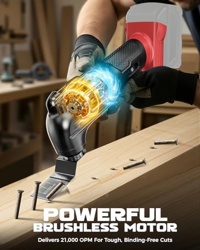 DIYtoolifz Cordless Oscillating Tool Compatible with Milwaukee 18V Battery, 6 Variable Speed Brushless-Motor Tool, Oscillating multi tool kit for Cutting Wood Nails Remove Grout & Sanding(Tool Only)