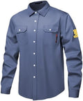 FR Shirts for Men 7oz Hi Vis Fire Resistant Shirts CAT2 Welding Shirt 100% Cotton Flame Resistant Shirt Light Blue(4X-Large)