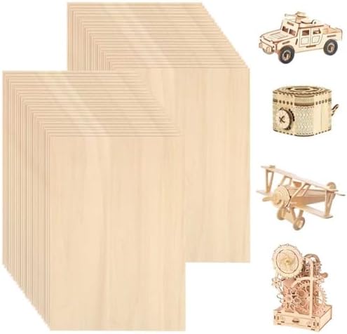 48 Pack Basswood Sheets for Crafts 12"x16"x1/8", 3mm Thick Plywood Sheets Board for Craft, Unfinished Wood Sheet for Laser Cutting & Engraving, Wood Burining, Painting, Staining，Architectural Model