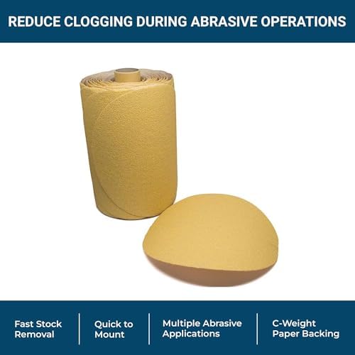 Benchmark Abrasives 6" PSA Gold Sanding Discs, 180 Grit, 100-Count, 2-Pack