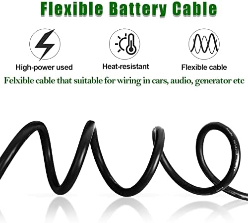 10 Gauge Battery Cable Copper Wire, 100FT Red + 100FT Black