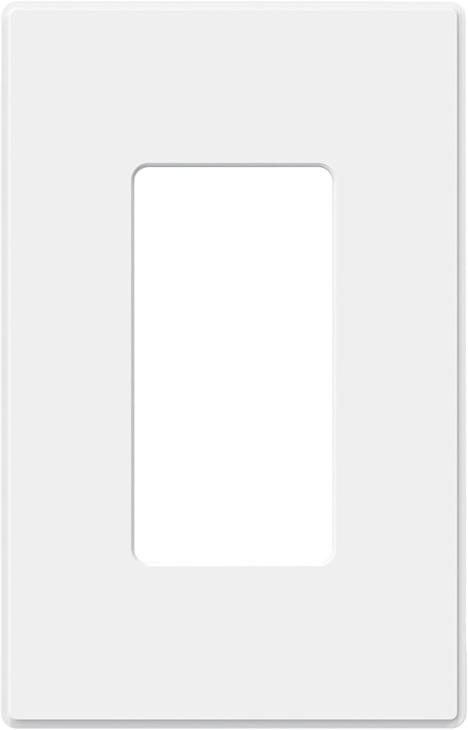ELEGRP 1-Gang Screwless Decorative Wall Plates, Mid-Size Unbreakable Thermoplastic Faceplate Cover for Decorator Receptacle Outlet Switch, UL Listed (1 Pack, Matte White)