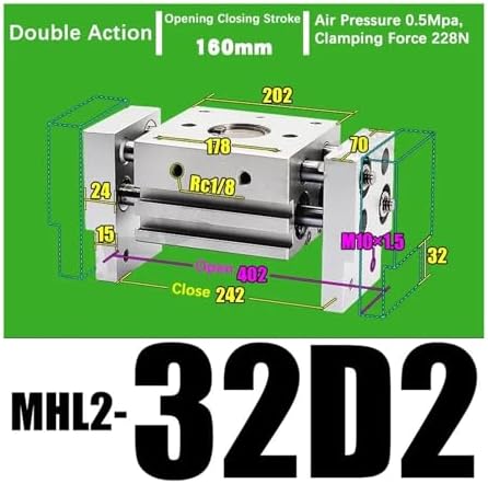 Double Acting Pneumatic Gripper Wide Type Air Gripper Parallel Cylinder Aluminium Clamps MHL2-20D MHL2-20D1 MHL2-20D2(MHL2-32D2)