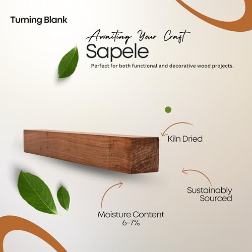 Exotic Wood Zone Sapele Turning Blank (2 pcs) - Kiln Dried Hardwood for Eco-Friendly Woodworking, Woodturning, Wood Lathe, Sustainable Wood, Woodcraft, DIY Projects (1-1/2" x 1-1/2" x 30")
