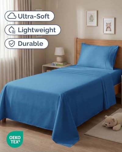 Twin Size 3 Piece Sheet Set - Breathable & Cooling Sheets - Denim Blue