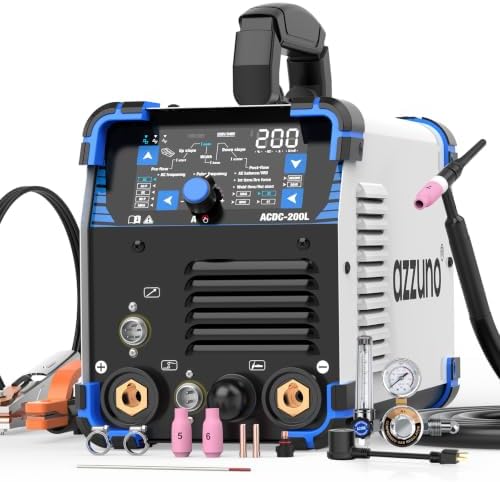 AZZUNO 200A AC/DC Aluminum TIG Welder, 10-in-1 TIG Welding with Pulse Cold