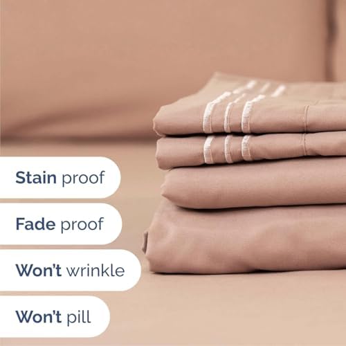 Cal King Size 4 Piece Sheet Set - Comfy Breathable & Cooling Sheets - Mauve