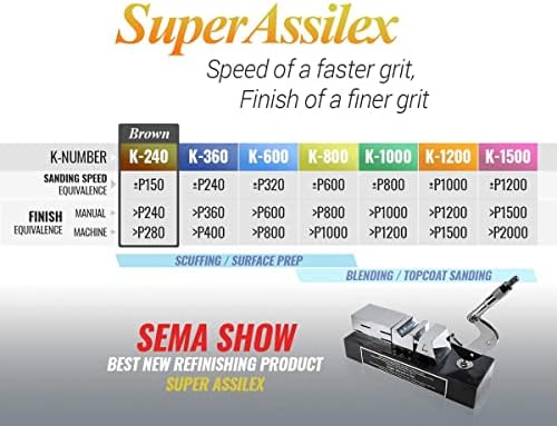 Super Assilex Flexible 5 inch Sanding Discs, BROWN K-240, 7 Holes, Hook & Loop, 195-2537, 25 Discs