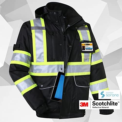 JKSafety Safety Jakcet for Men Women 3M Reflective Tape JK118 Black L
