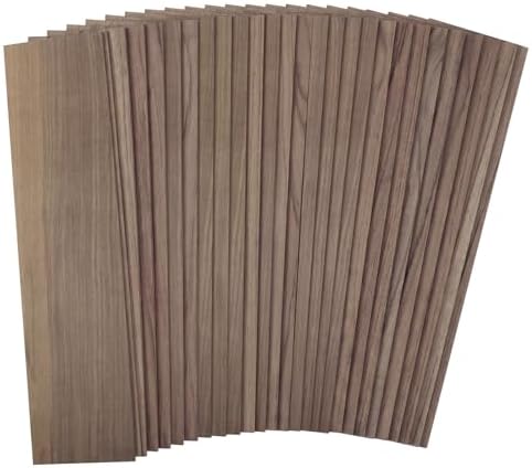 25 Pack Black Walnut Wood Veneer Lumber 1/8 Inch Thin Wood Strips, 3" x 18" Unfinished Solid Hardwood Blanks for Laser Engraving, Cnc Cutting, Carving, Pyrography, DIY Craft and Woodworking